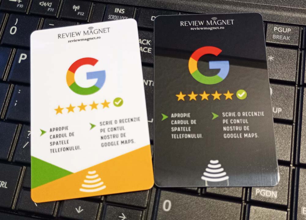 Cardul Review Magnet pentru recenzii Google de cinci stele